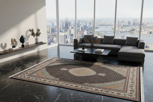 6'8"x10' Fine Hand-Knotted Wool & Silk Oriental Tabrize Rug - Area Carpet