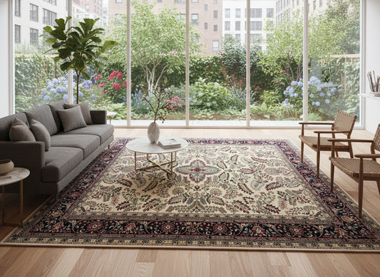 9'x12' Hand-Knotted 100% Lamb Wool Pile Sarouk Carpet - Area Rug