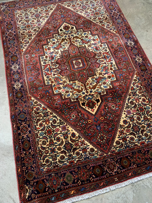 4'3"x6'6" Hand-Knotted 100% Wool Pile Bijare Gholtoghe Carpet - Area Rug