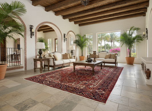 7'10"x11'4" Hand-Knotted 100% Wool Pile Herize Rug