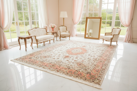 6'7"x9'10" Extra-Fine Hand-Knotted Wool & Silk Blend Tabrize Carpet - Area Rug