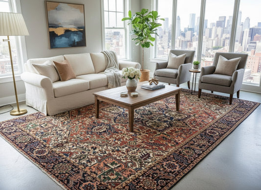 8'6"x11'6" Hand-Knotted 100% Wool Pile Herize Rug