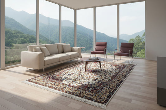 4'11"x8' Hand-Knotted 100% Kashmiri Silk Oriental Rug