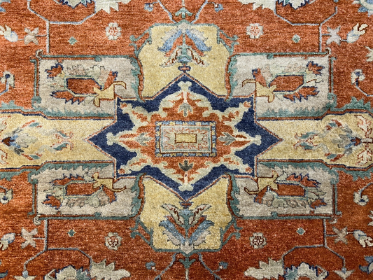 9'x12' Hand-Knotted 100% Wool Pile IndoSerapi Rug