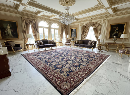 9'x12'2" Hand-Knotted 100% Wool Pile Oriental Rug