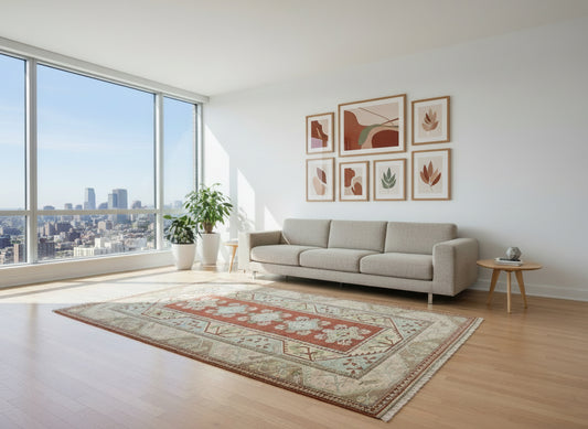 8'10"x11'8" Hand-Knotted 100% Wool Pile Kazak Rug