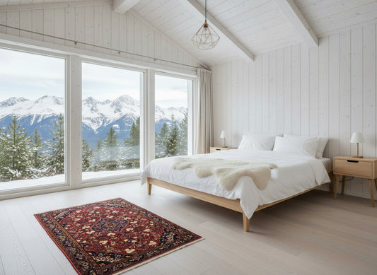 Rare Antique _ 3'4"x4'9" Hand-Knotted 100% Wool Pile Sarouke Josan Area Rug