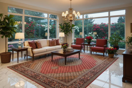 8'3"x11'3" Hand-Knotted Silk & Wool Tabrize Fish Style Area Rug