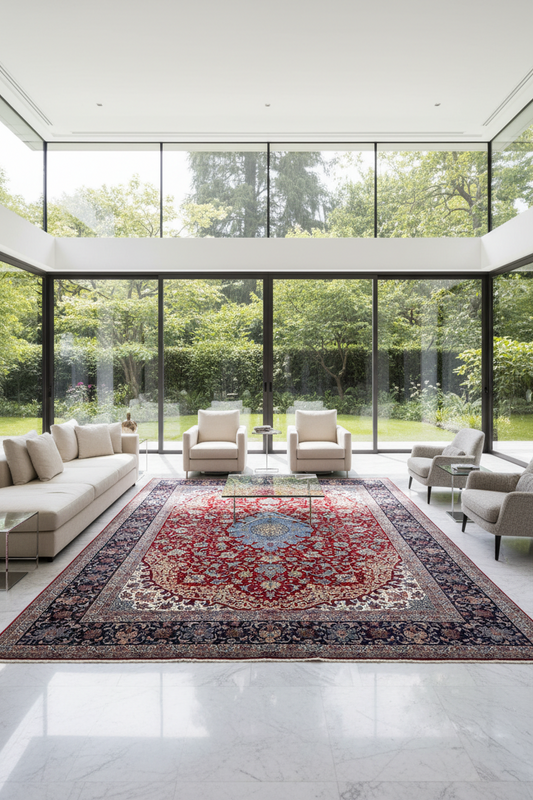 8'10"x12'4" Extra Fine Hand-Knotted Wool & Silk Isfahane Zolfaghari Rug