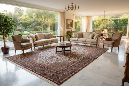 8'1"x11'10'' Fine Hand-Knotted Very Fine Wool Pile Tabrize Herize Area Rug