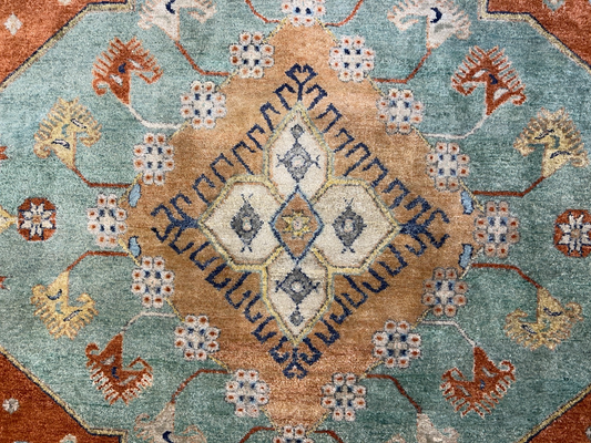 9'2"x11'11" Hand-Knotted 100% Wool Pile IndoSerapi Rug