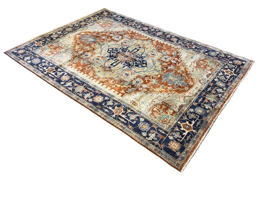 8'9"x12' Handmade 100% Wool Indian Serapi Rug