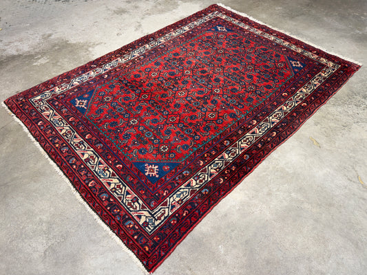 Hand-Knotted Persian Hamadan Rug - 4’4”x6’9”