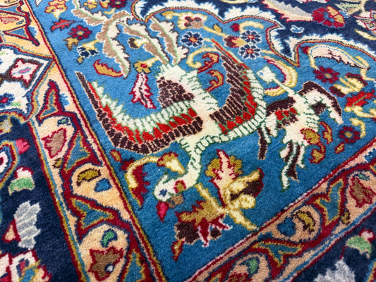 9’9”x13’1” Hand-Knotted Persian Kashmar Pictorial Area Rug