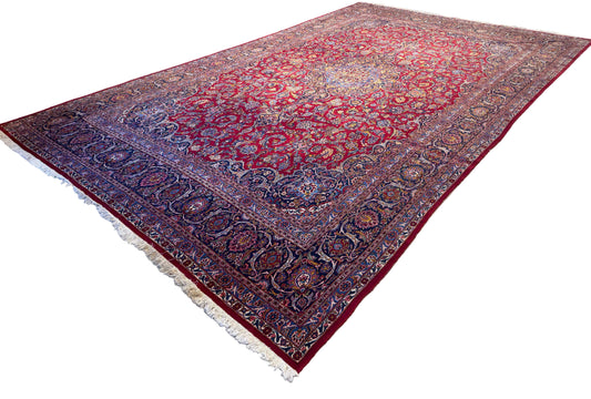 Antique Hand-Knotted Persian Kashan Rug - 10’4”x17’6”