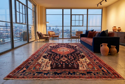Hand-Knotted Persian Nahavand Rug - 5’7”x10’10”