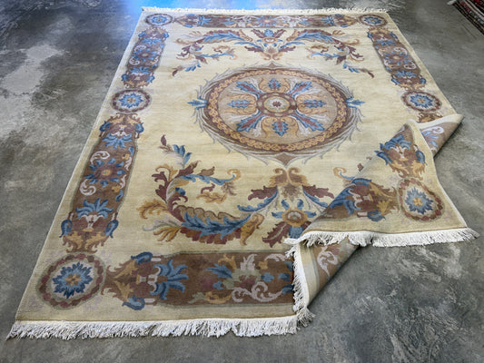 8’x9’10” Hand-Knotted Wool Aubusson Area Rug