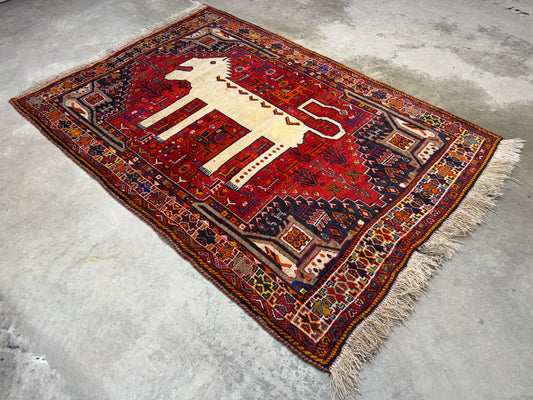Hand-Knotted Persian Qashqai Gabbeh Rug - 4’6”x6’5”