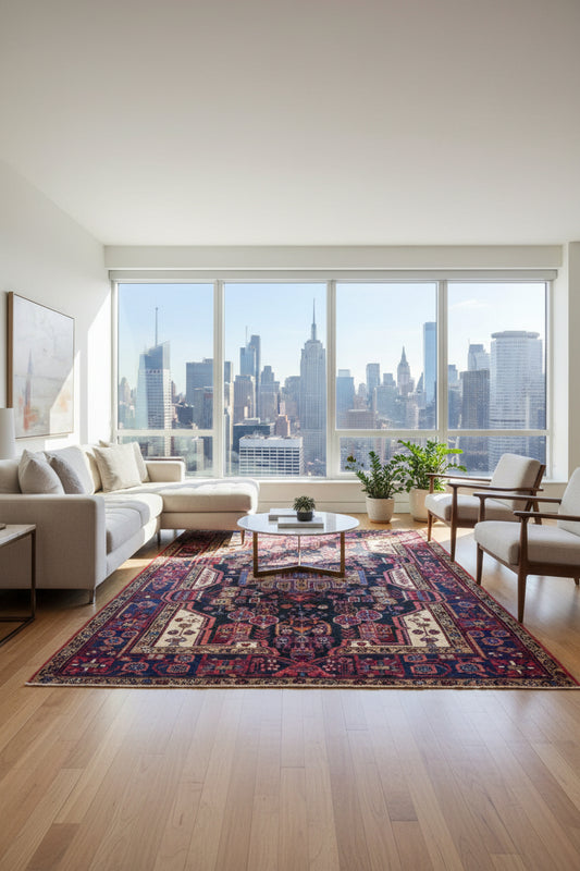 5'3"x 8'1" Vintage Hand-Knotted Wool Nahavand Persian Rug 5x8 Handmade Carpet