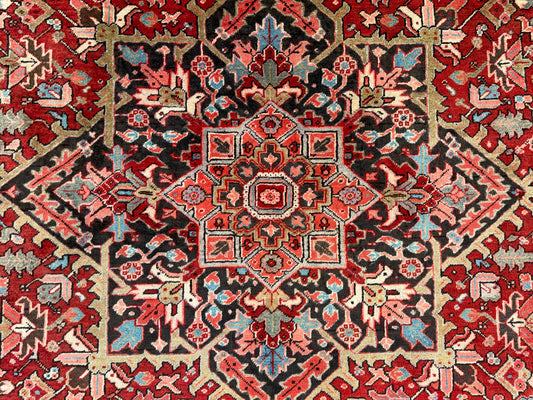 8’3”x11” Hand-Knotted Persian Heriz Wool Area Rug