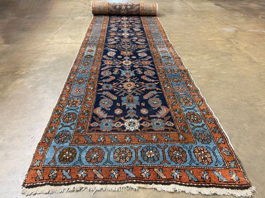 Hand-Knotted Antique Heriz Runner - 3’1”x17’2”