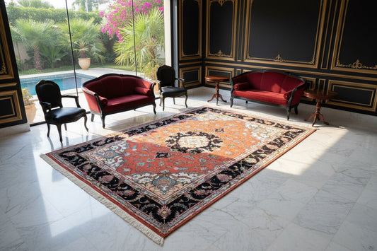 Hand-Knotted 60 Raj Persian Tabriz Rug - 6’7”x9’6”