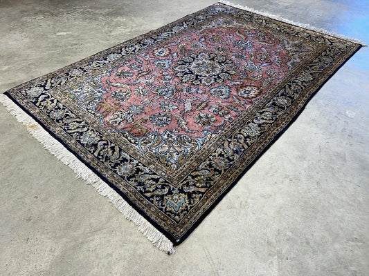 Luxurious Hand-Knotted 100% Silk Pictorial Persian Qum Rug - 3’4”x5’1”