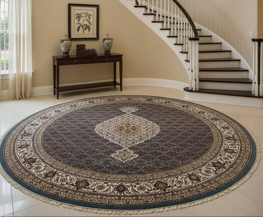 8’ Round Hand-Knotted IndoMahi Rug