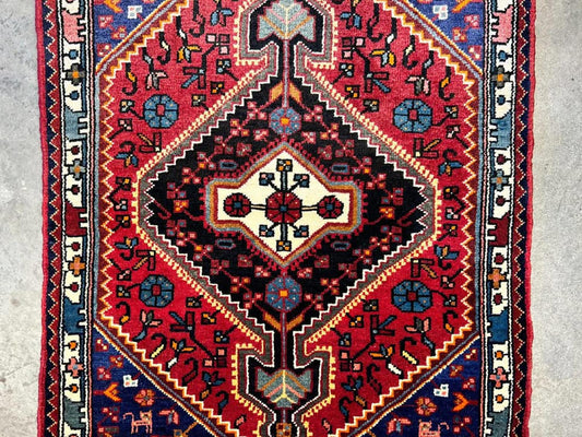 2'10"x4'2" Hand-Knotted Wool Hamadan Persian Rug