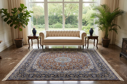 Hand-Knotted Persian Isfahan Rug - Garden of Birds - 6’10”x9’10”