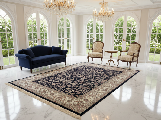 9'x12' Hand-Knotted Wool & Silk Pile Sinopersian kashan Area Rug