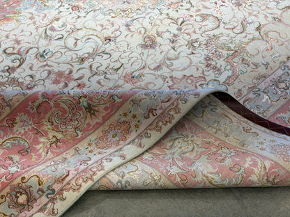 10’x13’6” Very Fine Hand-Knotted Persian Tabriz 80 Raj Area Rug