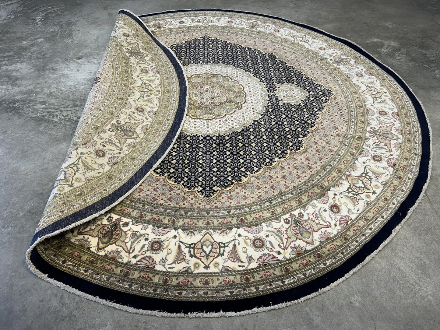 8’ Diameter Hand-knotted Wool Round Area Rug - Handmade Carpet 8x8 Blue