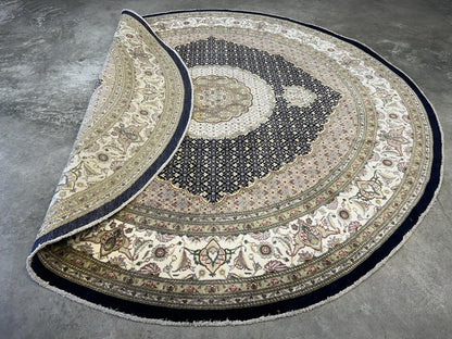 8’ Diameter Hand-knotted Wool Round Area Rug - Handmade Carpet 8x8 Blue