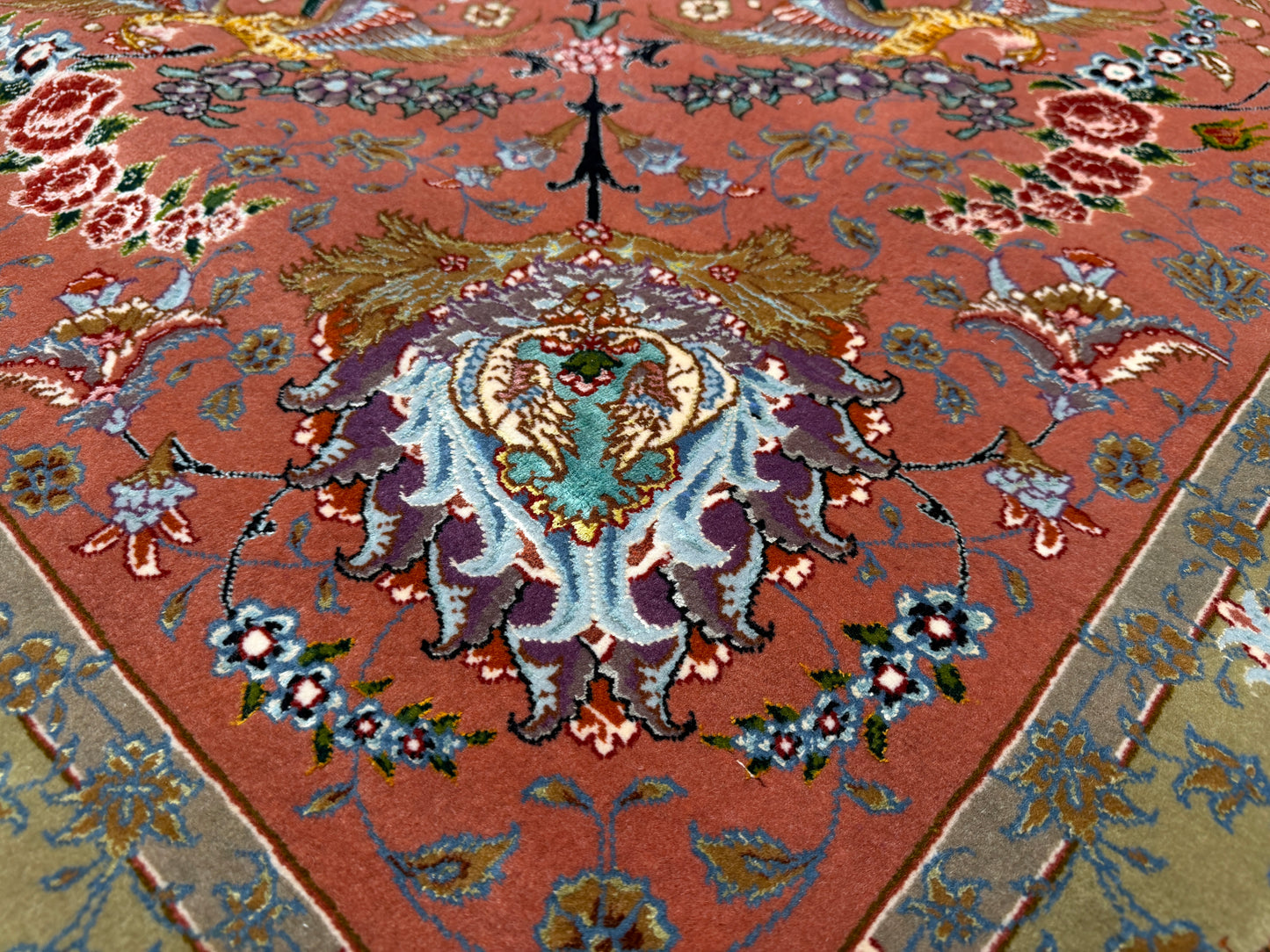 13’x19’10” Very Fine Hand-Knotted 80 Raj Persian Tabriz Rug - Signed