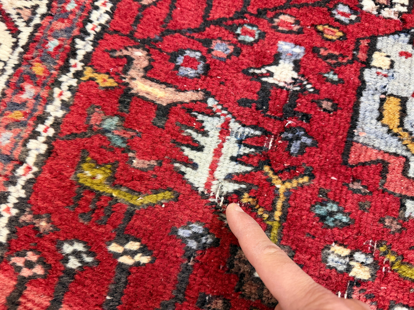 3’10”x10’10” Antique Hand-Knotted Wool Heriz Persian Runner 3x10 Handmade Red Rug