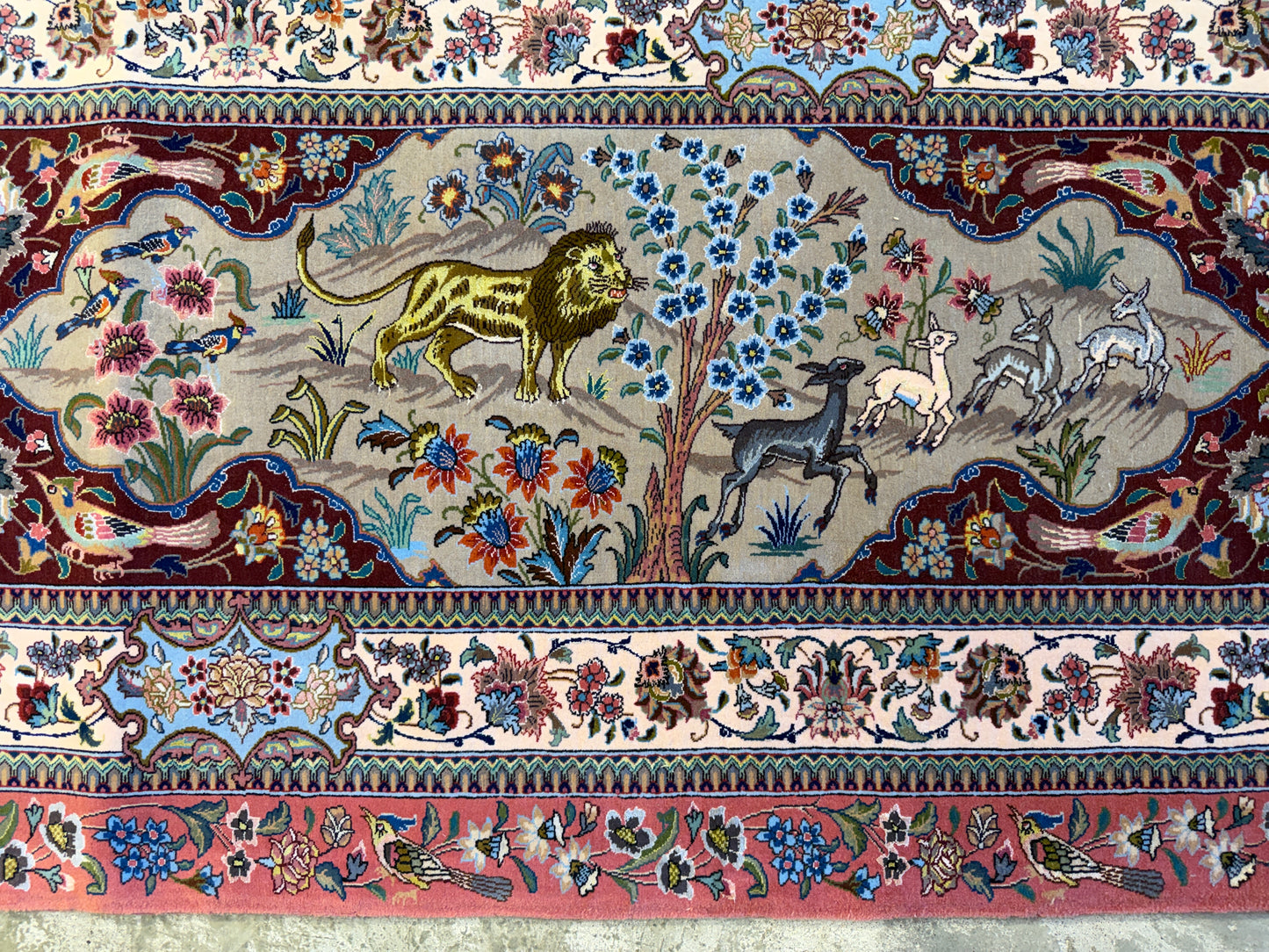 11’7”x17’2” Very Fine Hand-Knotted Signed Persian Tabriz Pictorial Area Rug