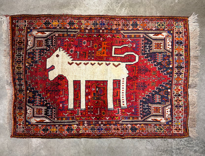 Hand-Knotted Persian Qashqai Gabbeh Rug - 4’6”x6’5”