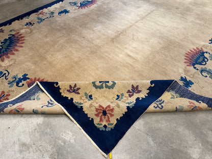 10’1”x13’8” Antique Hand-Knotted Chinese Art Deco Nichols Area Rug
