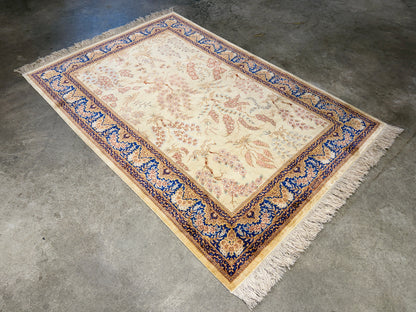 Hand-Knotted Silk Persian Qum Rug - Signed Rezaei - 3’4”x4’10”