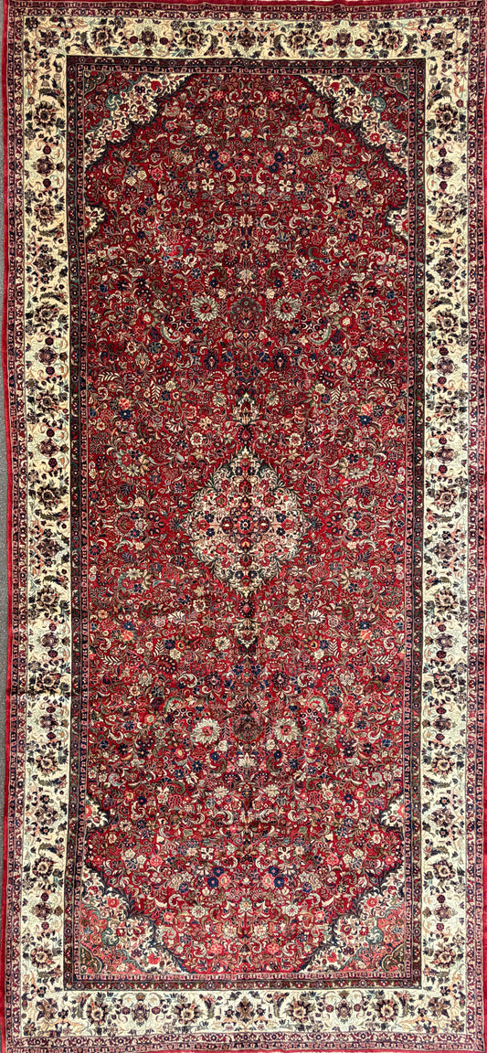 Hand-Knotted Persian Sarouk Rug - 10’x21’8”