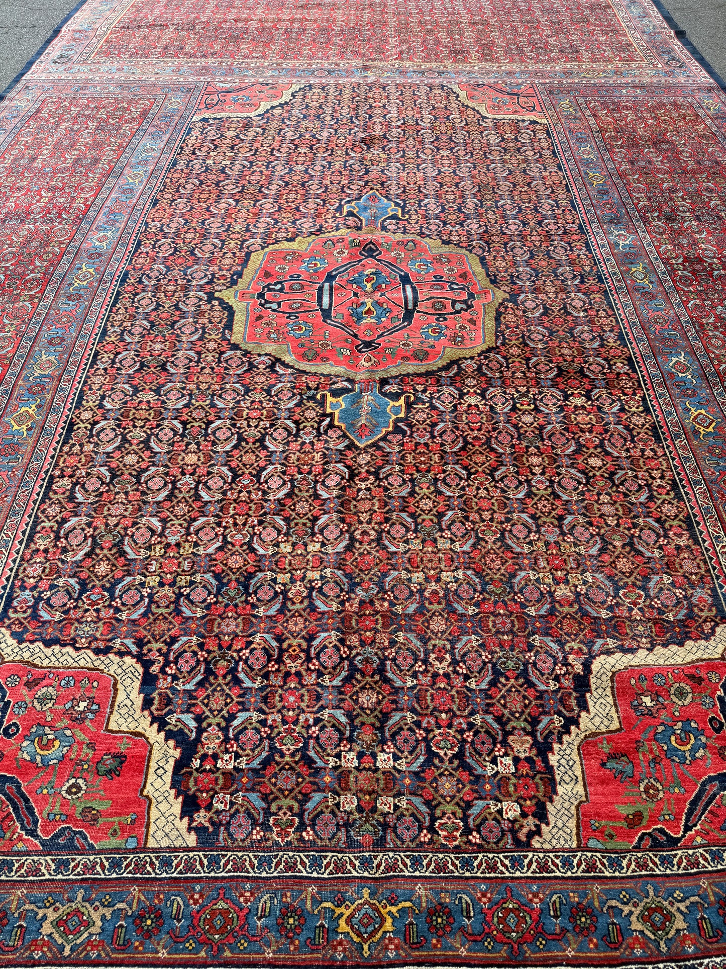 12’10”x20’3” Rare Palace Size Hand-Knotted Triclinium Bidjar Persian Area Rug