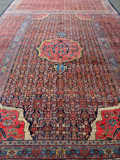 12’10”x20’3” Rare Palace Size Hand-Knotted Triclinium Bidjar Persian Area Rug