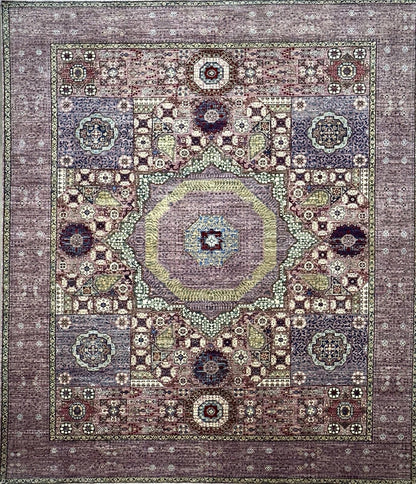 8’5”x9’10” Hand-Knotted Wool Mamluk Medallion Area Rug