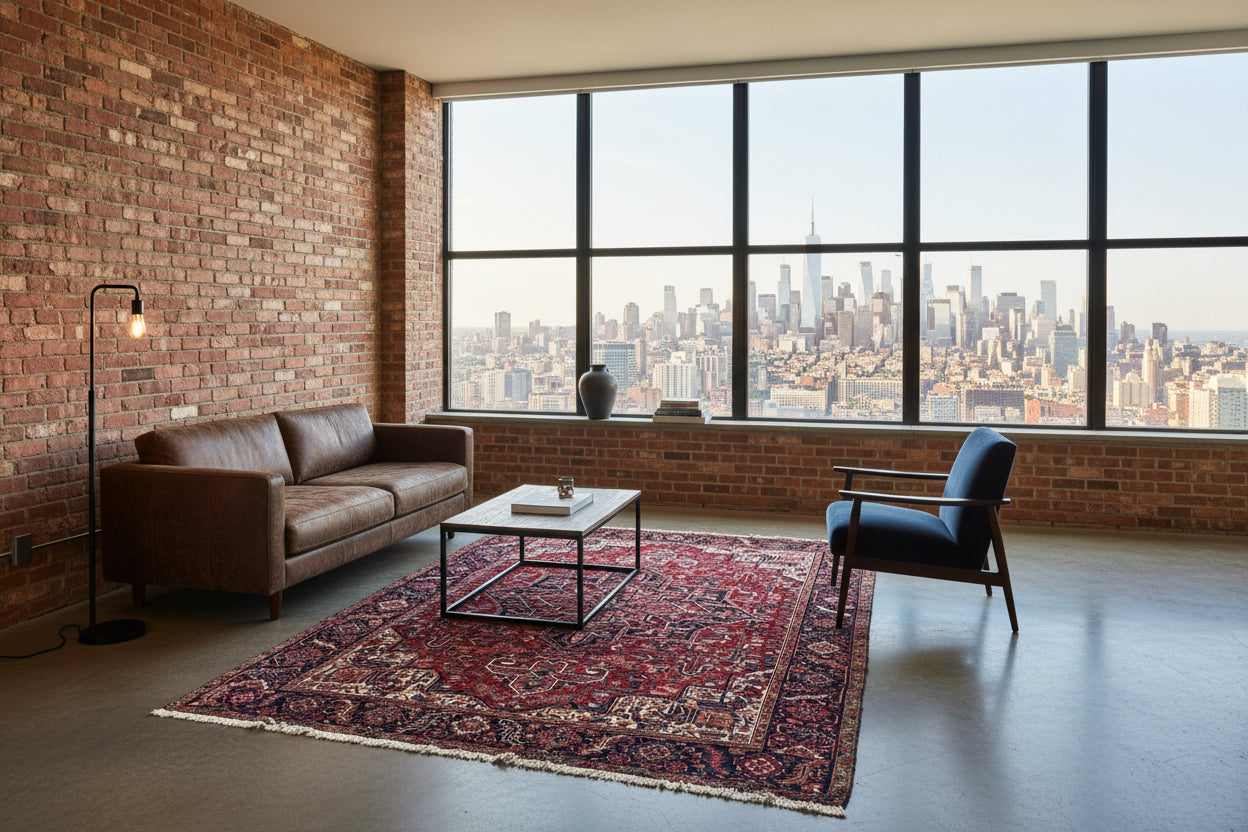 Hand-Knotted Persian Heriz Rug - 8’7”x11’