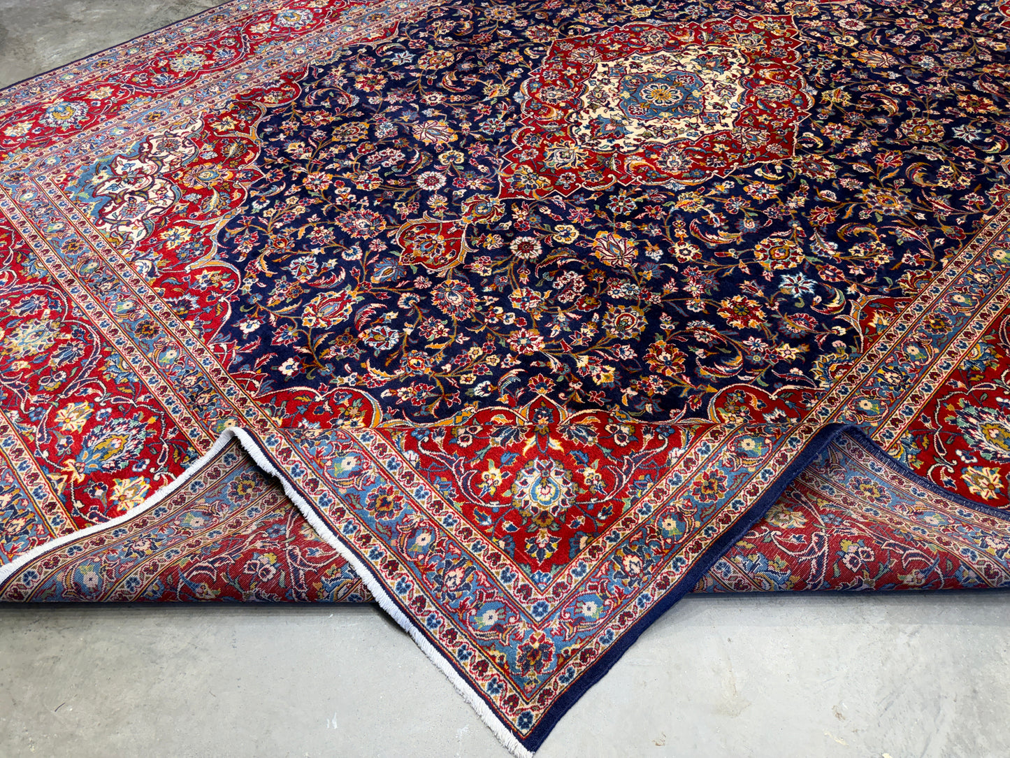 Hand-Knotted Persian Kashan Rug - 9’7”x13’3”