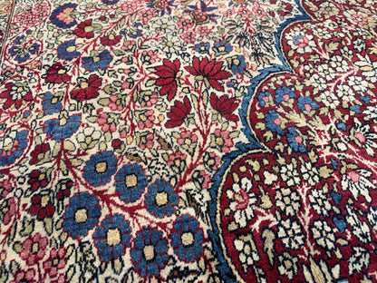 12’11”x21’7” Very Fine Collector Antique Hand-Knotted Signed Persian Kerman Area Rug