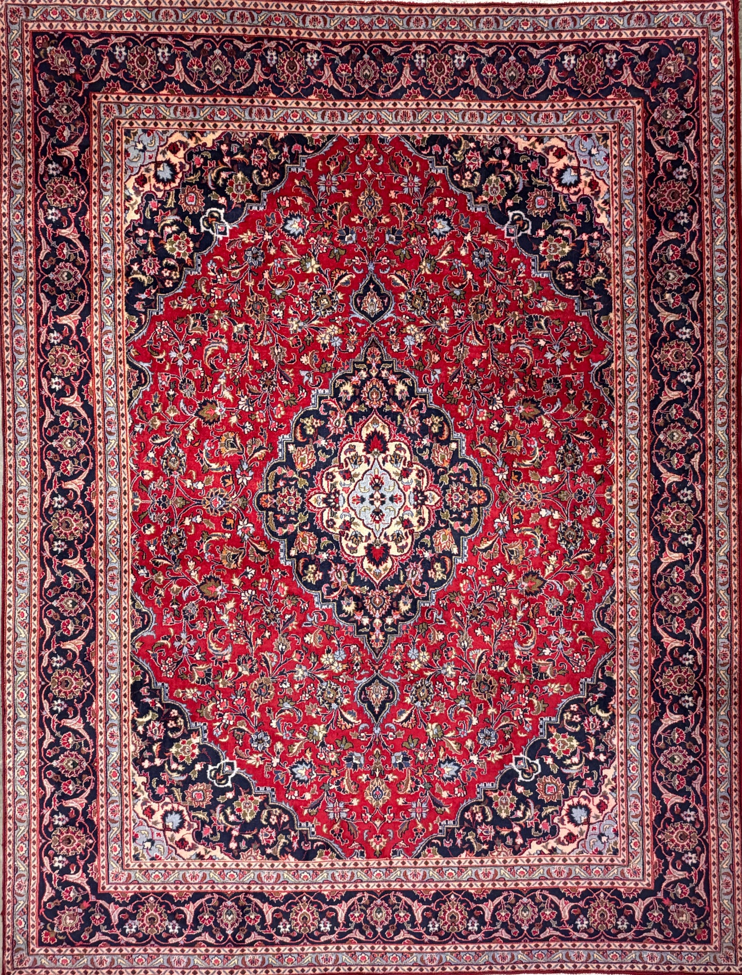 9’6”x12’6” Hand-Knotted Persian Kashan Area Rug