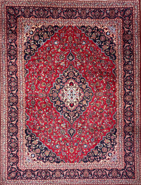 9’6”x12’6” Hand-Knotted Persian Kashan Area Rug