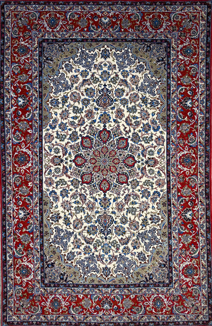 Hand-Knotted Persian Isfahan Rug - 5’x8’